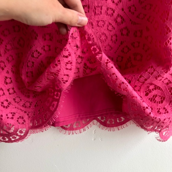 J. CREW Womens Pink Lined Lace Scalloped Cap Sleeve Round Neck Blouse Top Sz 00 - Picture 5 of 8